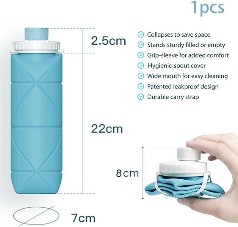 Silicone Folding Water Bottle – Collapsible Travel Bottle