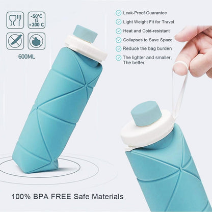Silicone Folding Water Bottle – Collapsible Travel Bottle