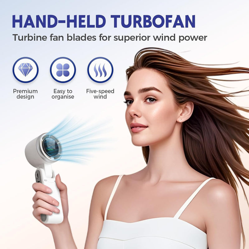 Handheld Portable Turbo Fan – Rechargeable Foldable Mini Fan