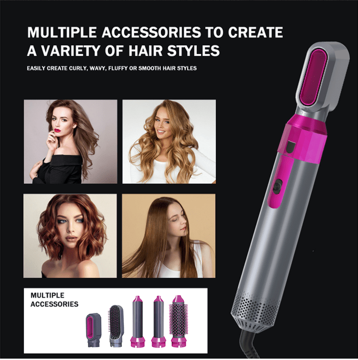 Hot Air Brush 5-in-1 – Dryer, Straightener & Curler